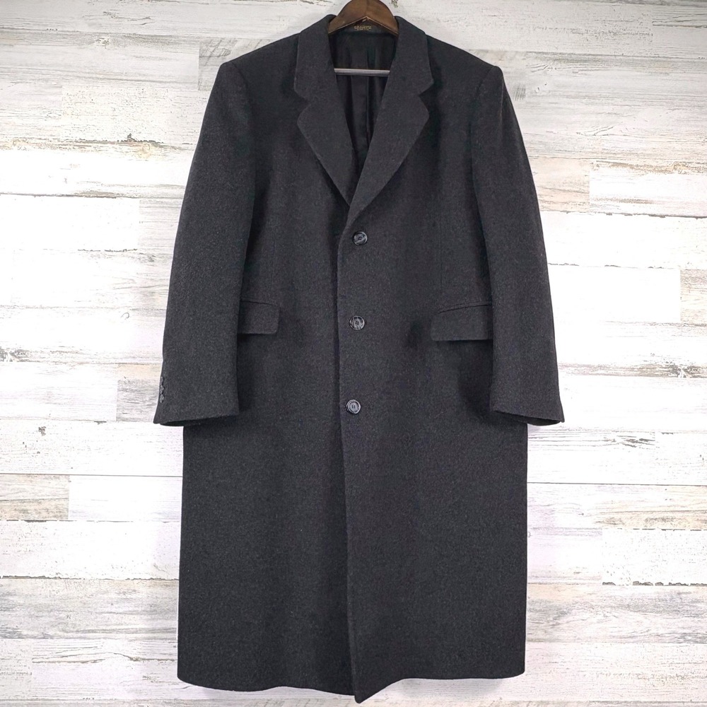 di Silver Overcoat 44R Charcoal Gray Cashmere Blend Italian Fabric Vintage Y2K